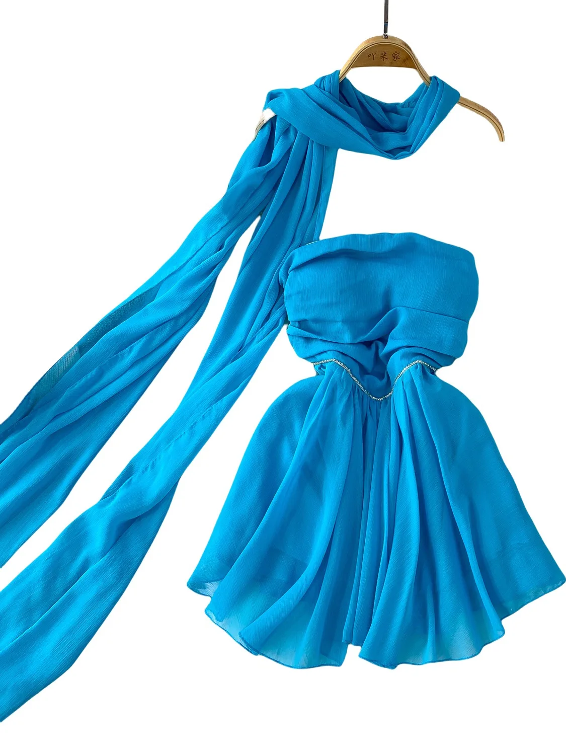 Ele Sexy Strapl Pleated Slimming Draped Evening Gown Women's Korean Sle High Waist A-Line ort Dr Summer Faion