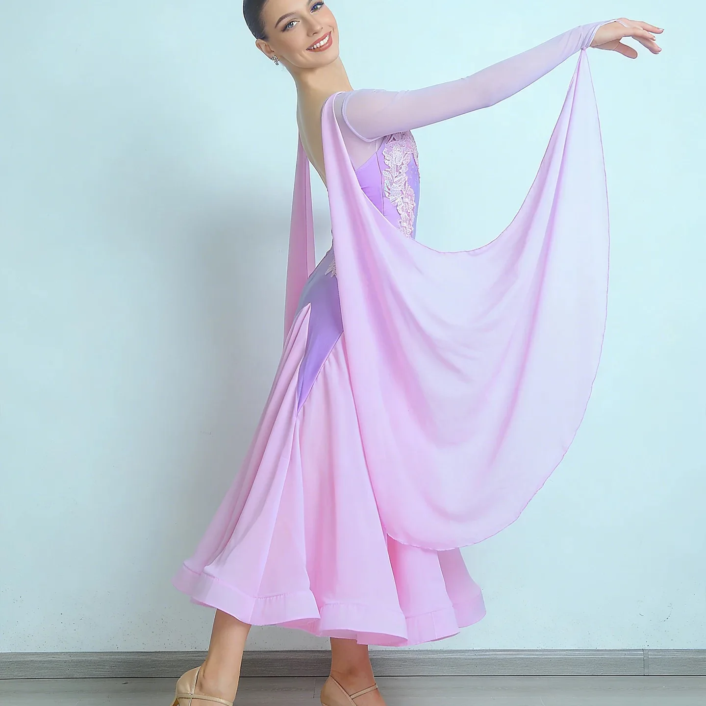 Standard Ballroom Dance Dresses Lady Elegant Purple Modern Waltz Dancing Skirt Ballroom Competition Dance Dress Women