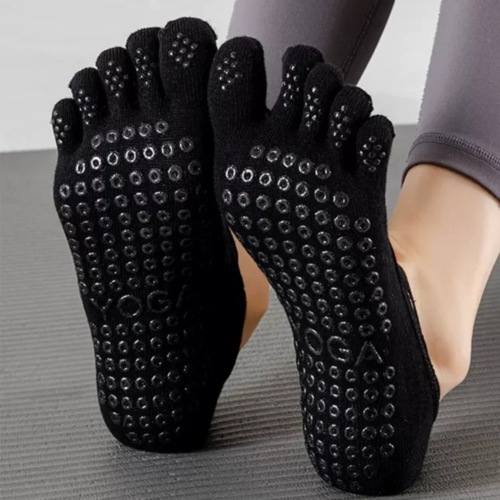 Yoga Socks Women Backless Breathable Bandage Indoor Floor Dance Sports Socks Silicone Anti-slip Five Toes Ballet Pilates Socks