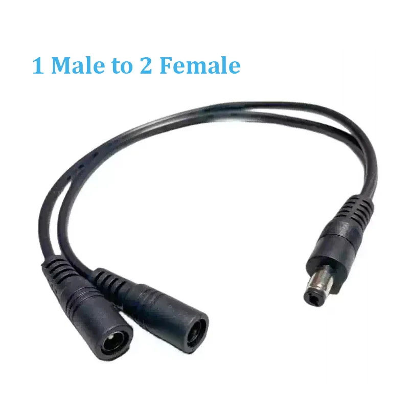 

DC 5.5x2.1mm Power Splitter Cable (1 Male to 2 Female) - 12V Y-Cable for CCTV Cameras, LED Strips