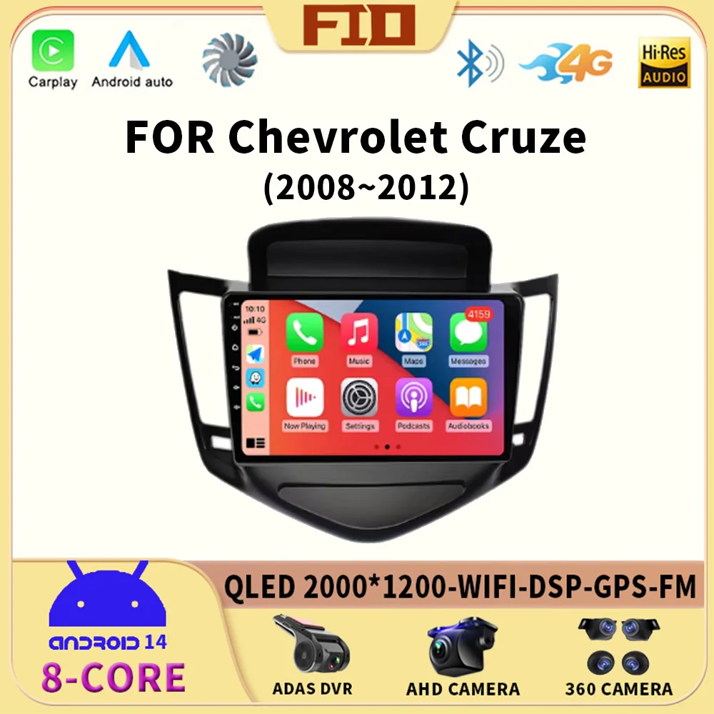 

Android 14 Auto For Chevrolet Cruze 2008-2012 Head Unit 4G DSP Carplay 2din Car Radio Multimedia Video Player GPS Navigaion WIFI