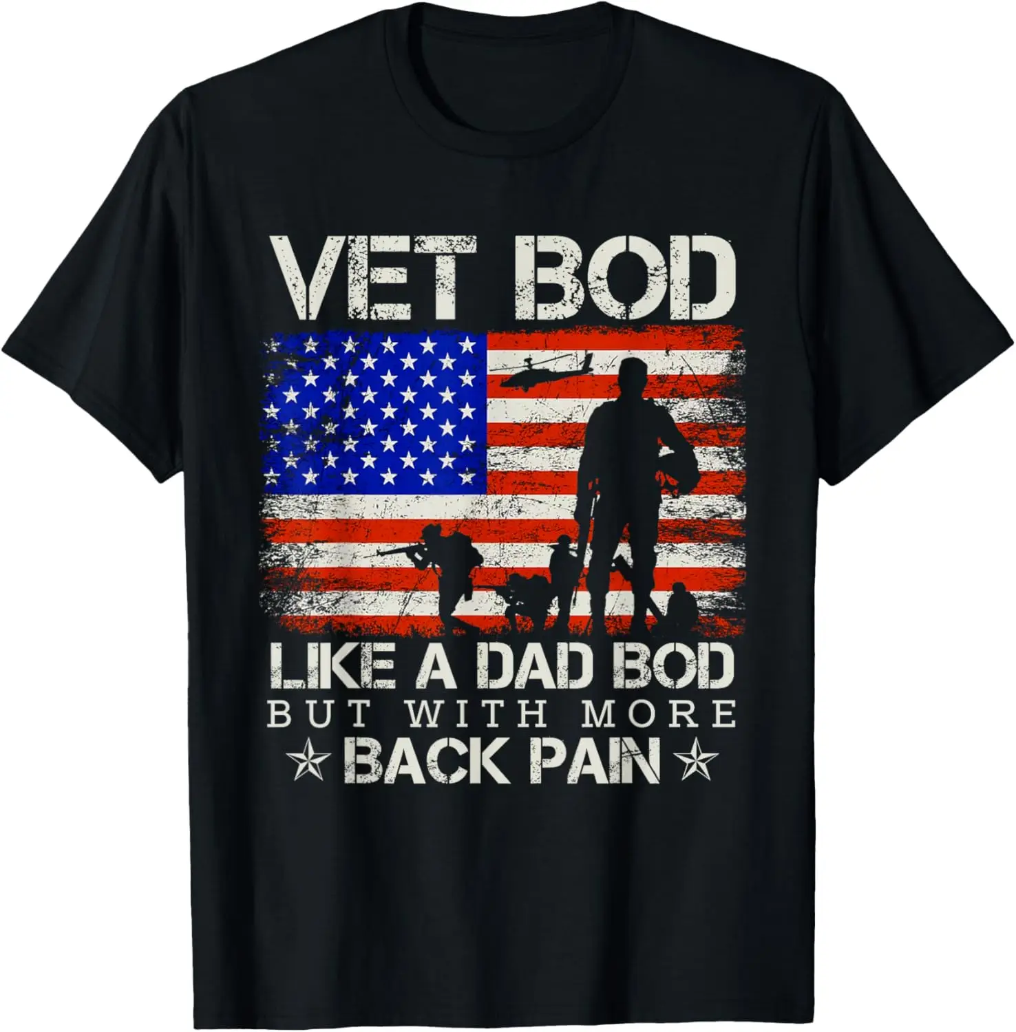 Mens Vet Bod Like Dad Bod Shirt Veteran Father's Day T-Shirt