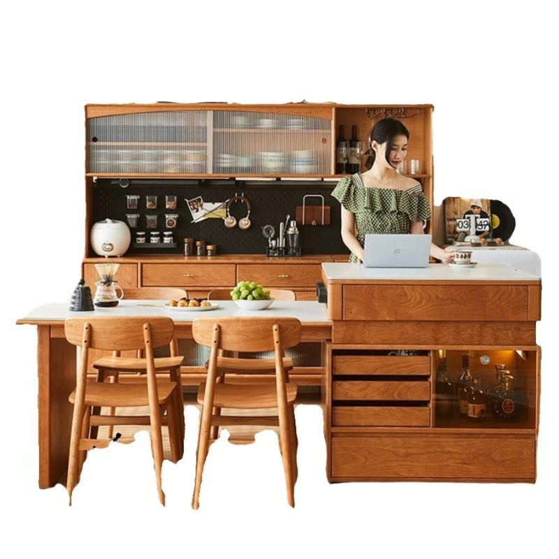 

Nordic integrated island dining table, retractable domestic slate