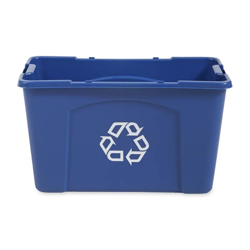 Products Recycling Bin/Box, 18-Gallon, Blue Stackable Storage Container for Paper/Packaging in Garage/Home/Office/School