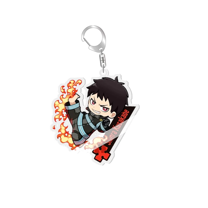 Fire Force Shinra Kusakabe Anime portachiavi Arthur Boyle pendenti Kotatsu Tamaki Cartoon portachiavi borsa Tag accessorio Baji