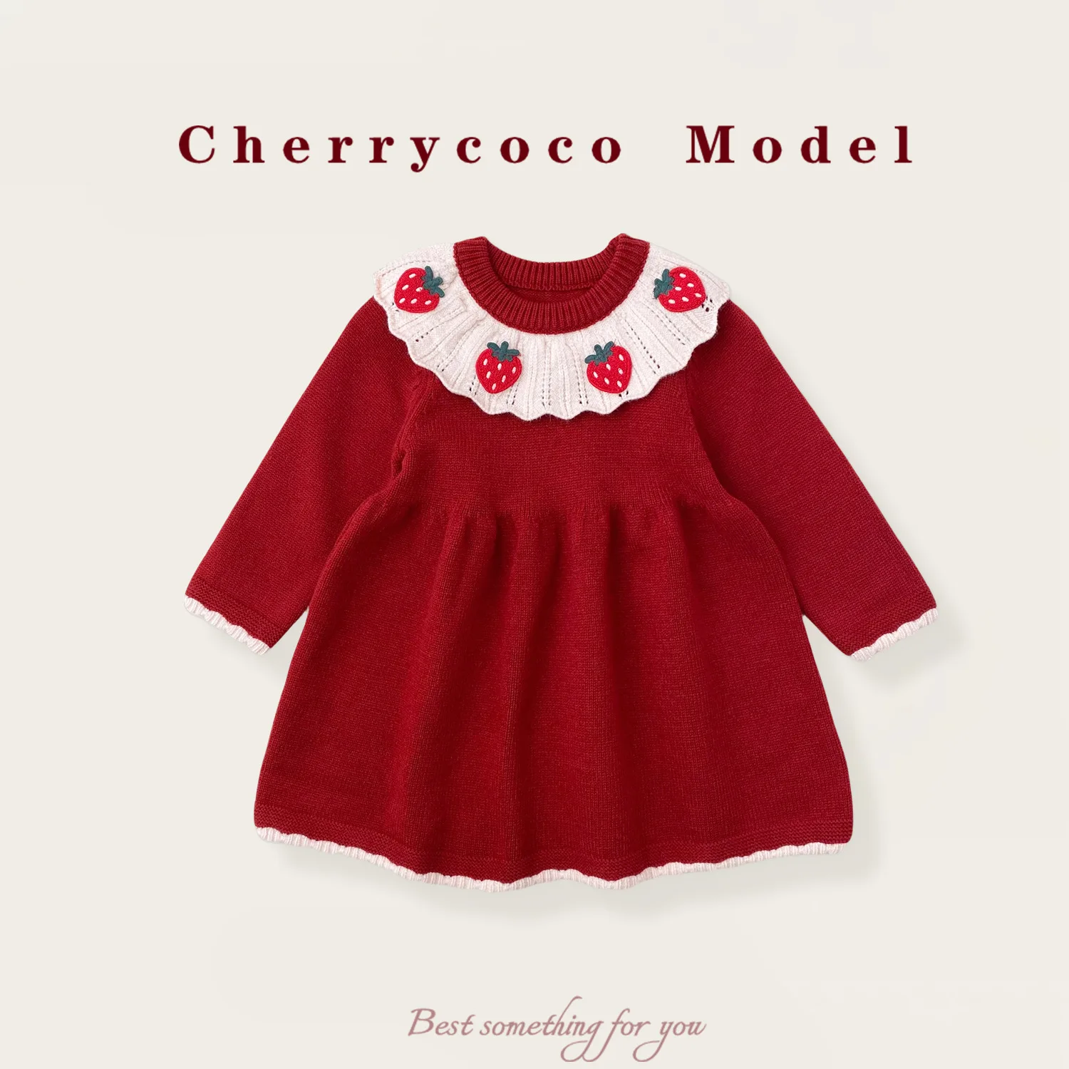 Girls' Dress Autumn and Winter New Item, Sweet Big Collar Knitted Dress for Baby Girls, Princess Dress