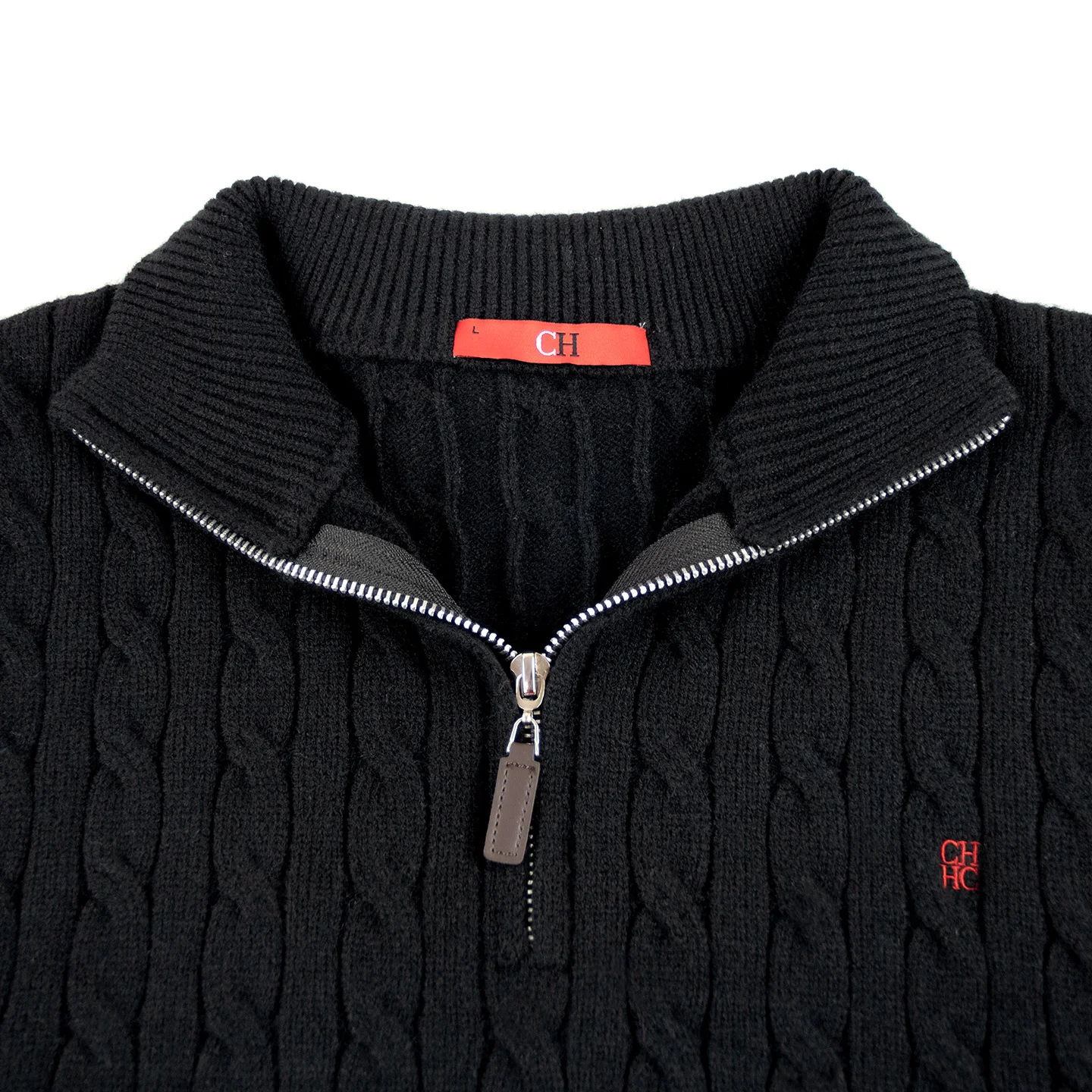 CH Men's Cable Knit Quarter Zip Sweater Stand Collar Soft Warm Long Sleeve Casual Winter Pullover view 5