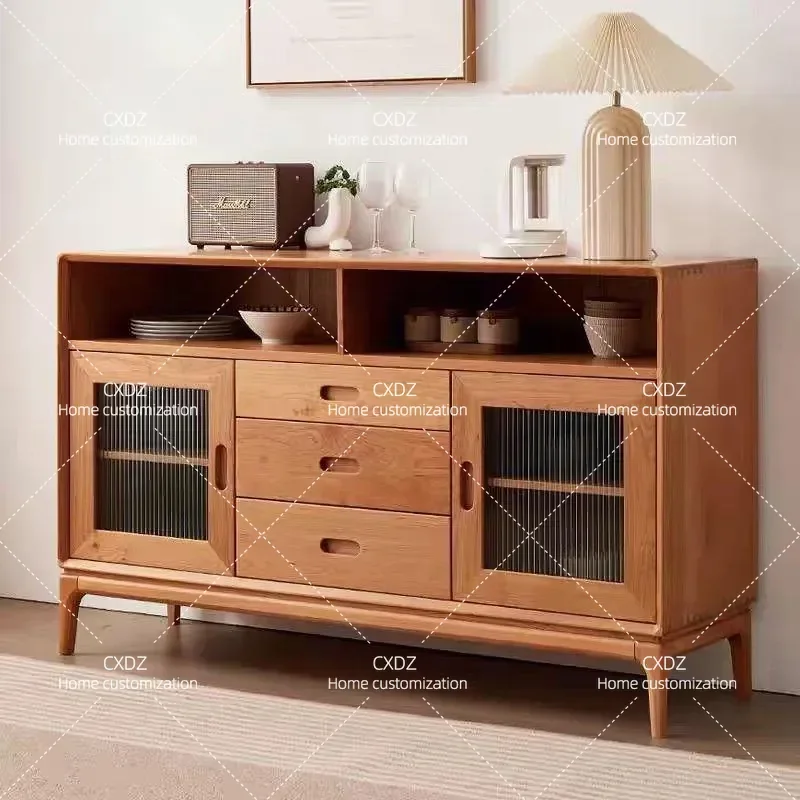 North American Solid Wood Dining Side Cabinet Japanese Style Wine Storage Household Locker Living Room Integrated Kitchen