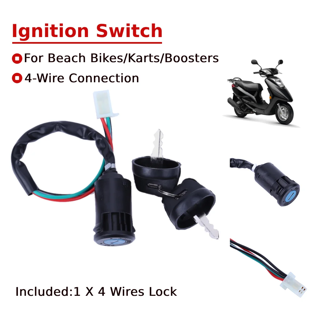 4 Wire 2 Ignition Key Start Switch Motorbike ATV Key Ignition Switch 50 70 90 110 125 150 200 250 4 Wires Lock