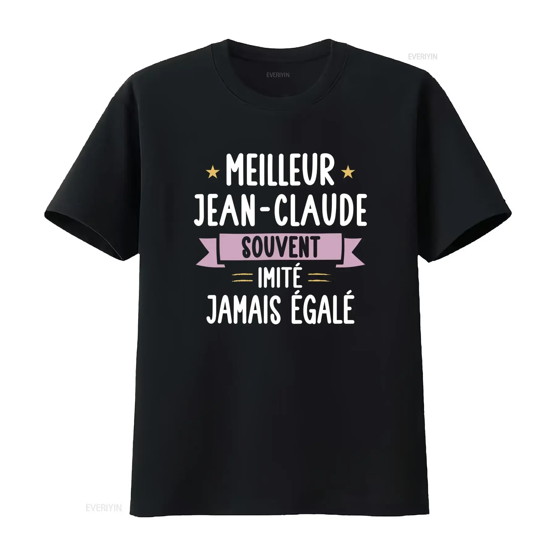 T shirt personnalisé pour homme avec humour le nom Jean Claude imprimé sur dos vintage Washed streetwear Breathable