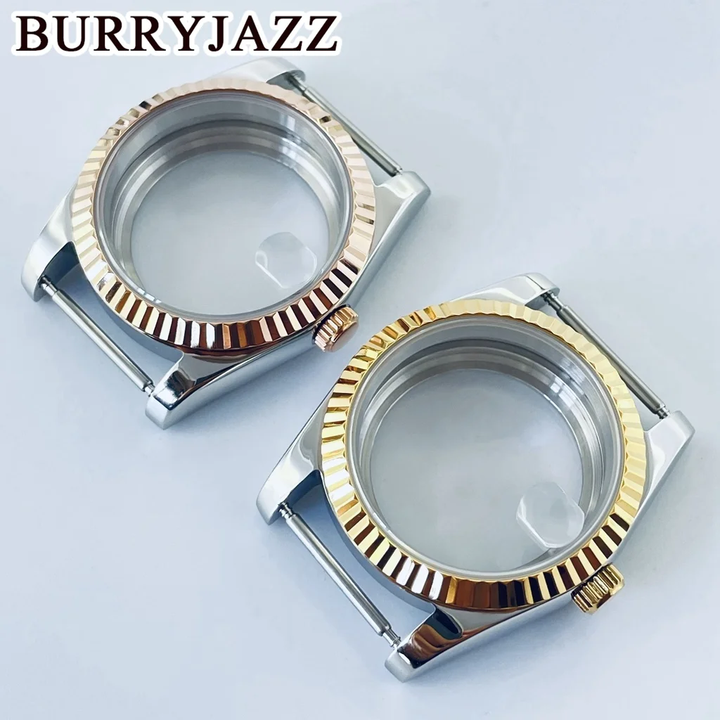 BURRYJAZZ 36mm 40mm NH34 NH35 NH36 PT5000 ETA2824 Watch Case Silver Stainless Steel Case Waterproof Sapphire Crysta