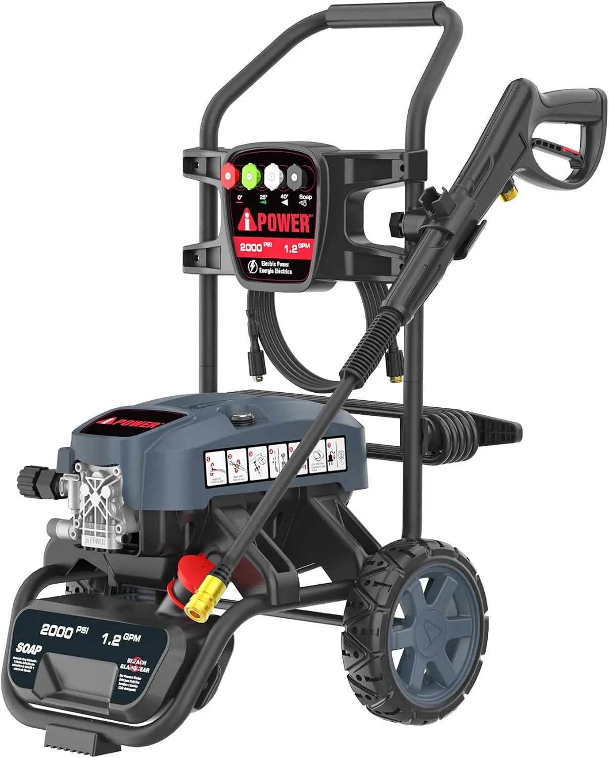 

APW2000E Electric Pressure Washer 2000 PSI and 1.2 GPM, CETL Compliant, Onboard Soap Tank, 5 Quick Connect Nozzles