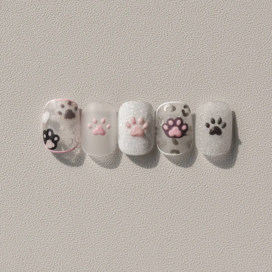 Mini Cute Cartoon Kitten Paw 3D Relief Scrapbook Sticker Sweet Nail Decora Kawaii DIY Stationery Sticker for Kids Journal Craft view 4