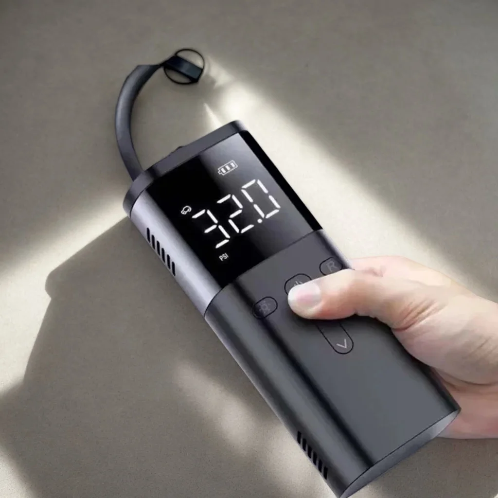 

Cordless Car Air Compressor Pump – Portable with Digital Display for Cars, Motorcycles, Bikes & E-Bike Tires+