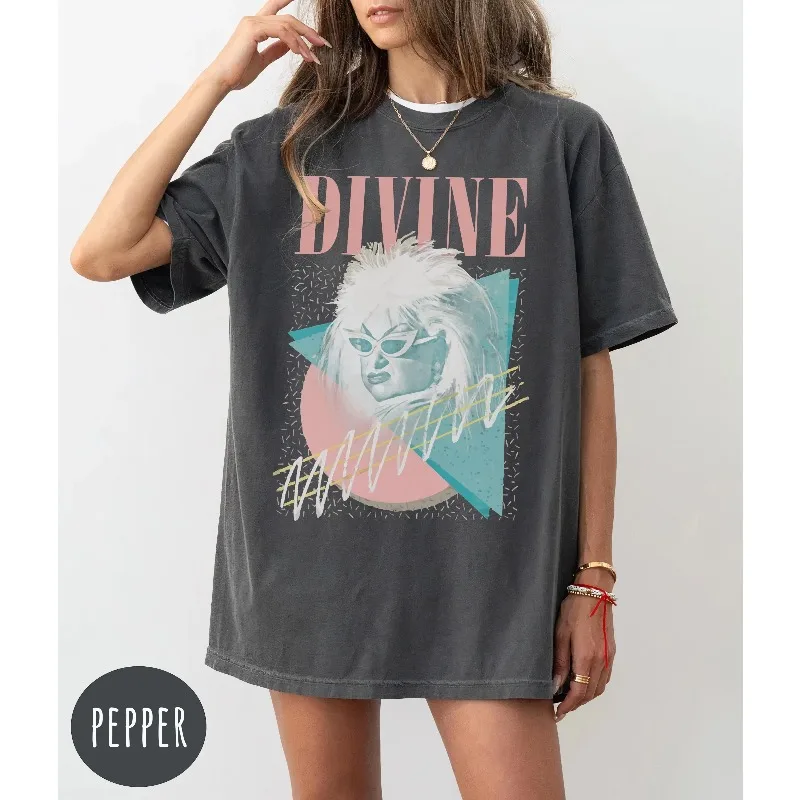 Divine T-Shirt: John Waters, Pink Flamingos Fan Gift,Queer Gifts Summer unisex Loose and Breathable cotton T-shirt Top