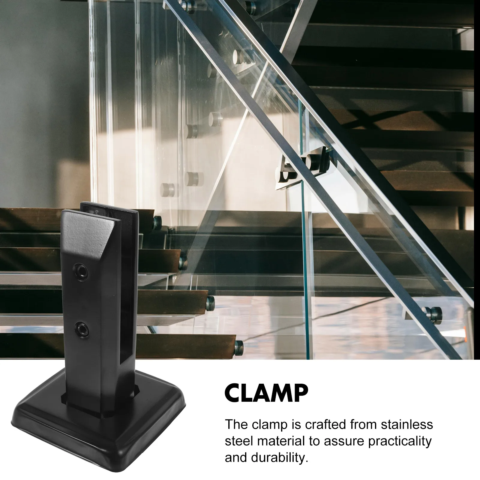 

Glass Clamp Heavy Duty Glass Railing Clip 160mm 201 Matte Black Stair Balustrade Clips Frameless Railing Hardware