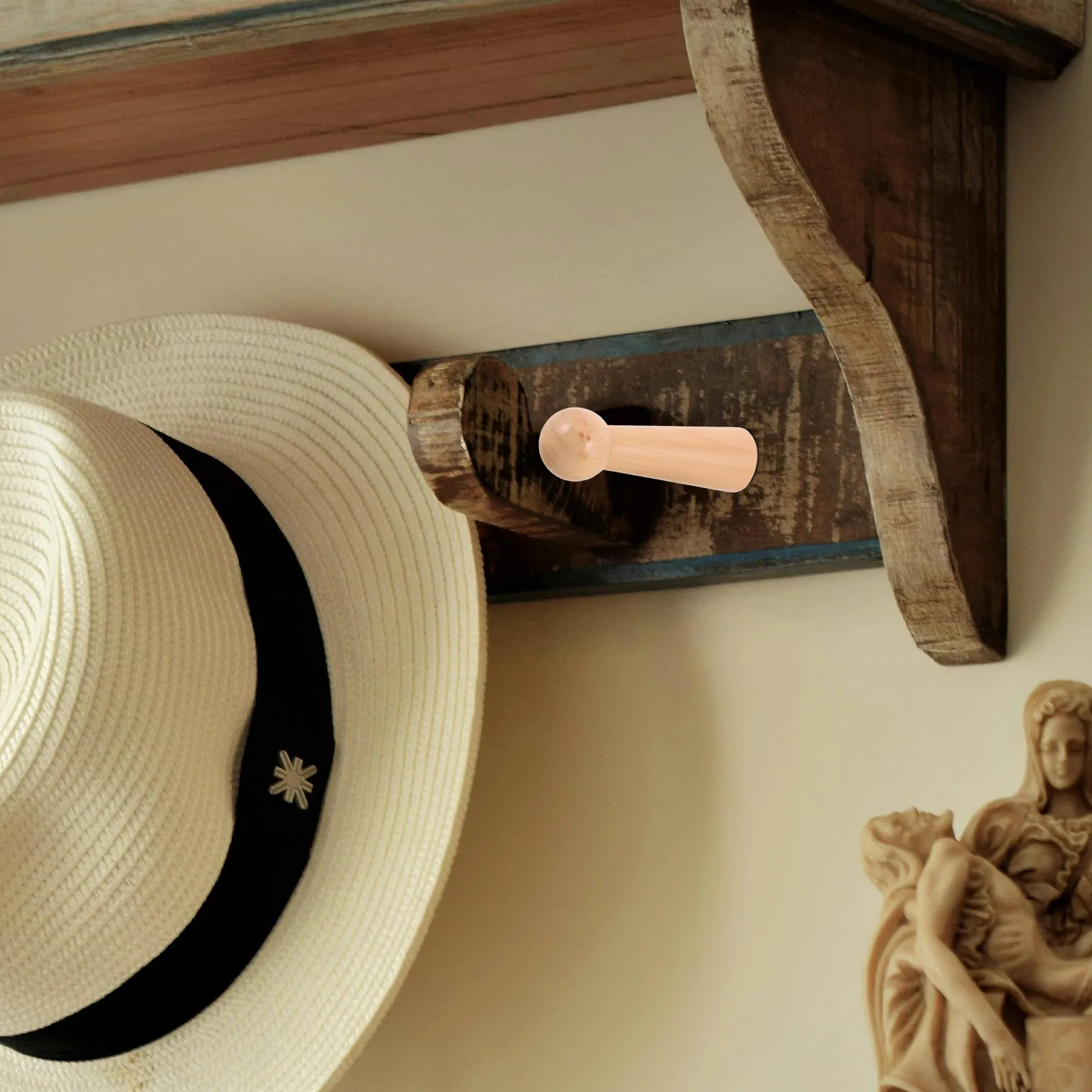 10Pcs Wooden Peg Hooks Unfinished Wall Mount Shaker Peg Rack Screw-in Clothes Hats Towels Bags Entryway Bedroom Organizer view 6