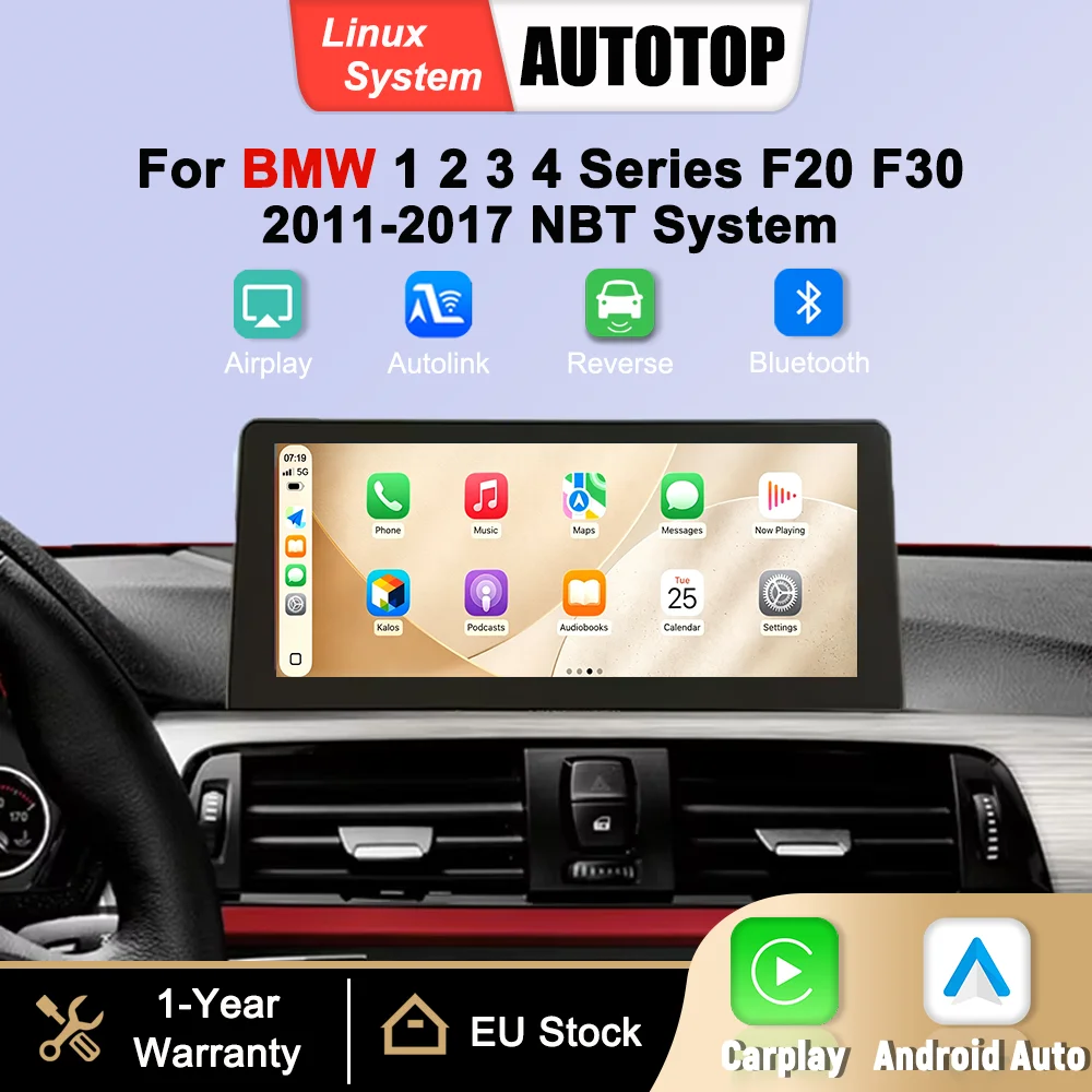 10.25 Inch 1920*720P Touch Screen Linux Multimedia Wireless CarPlay Android Auto For BMW 1 2 3 4 Series F20 F21 F22 F30 F31 F32 F33 F34 NBT 2011-2017 GPS Navigation Mirror Link Bluetooth Car Radio