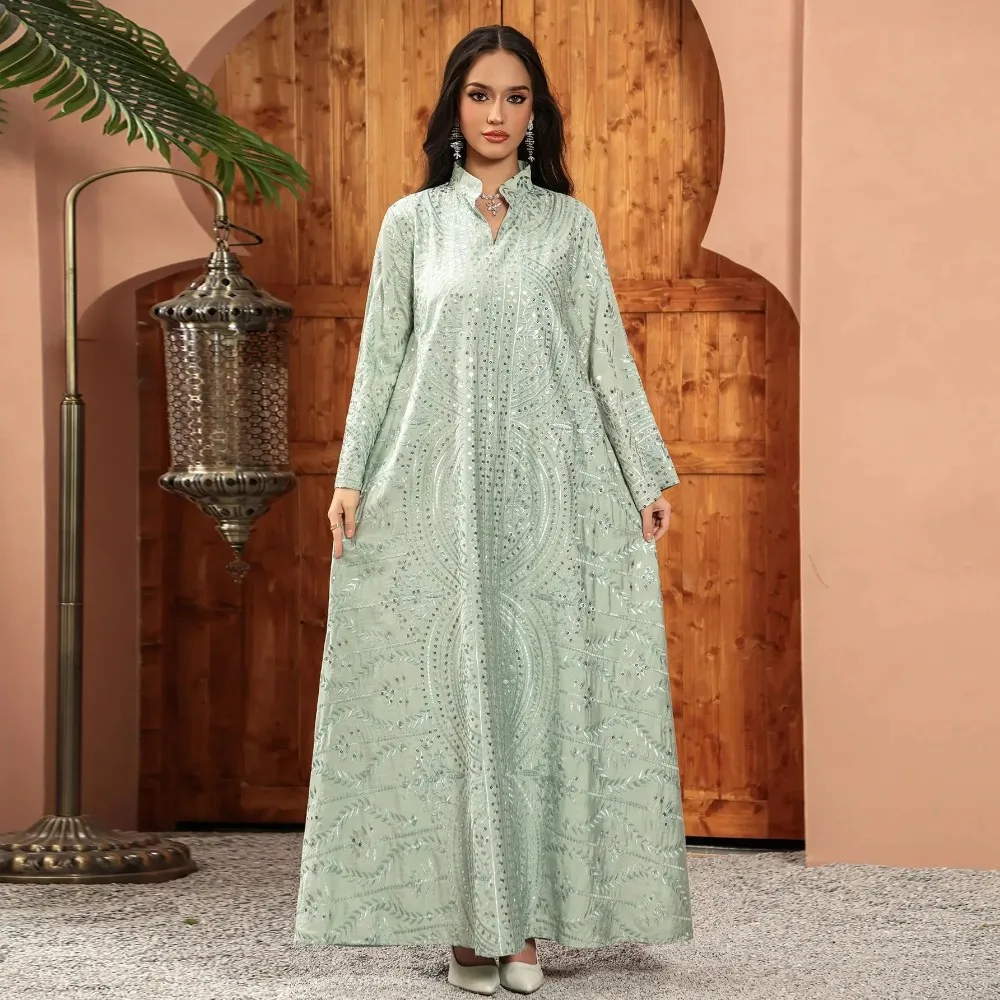Elegante Dubai Abito da donna Abaya Ricamo Marocco Caftano Abiti Largos Arabo Abito lungo Eid Festa musulmana Jalabiya Ramadan 2025