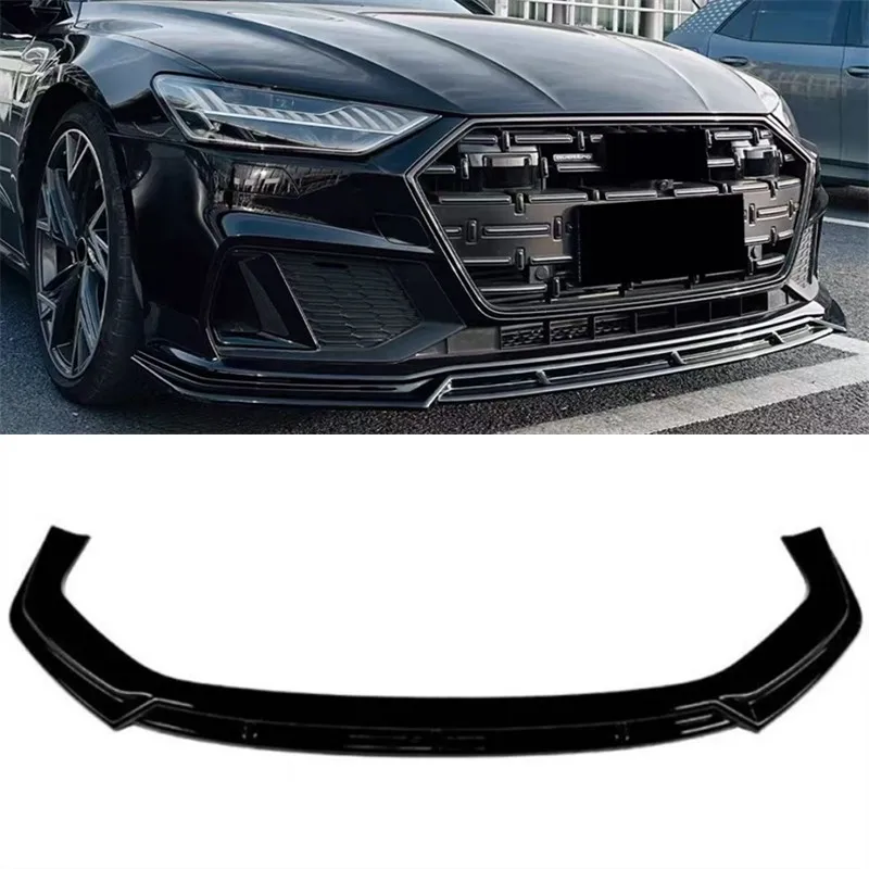 

For Audi A7 C8 S7 Sline 2019-2025 High Quality ABS Bright Black Front Lip Front Bumper Lower Lip Under Spoiler Body Kit