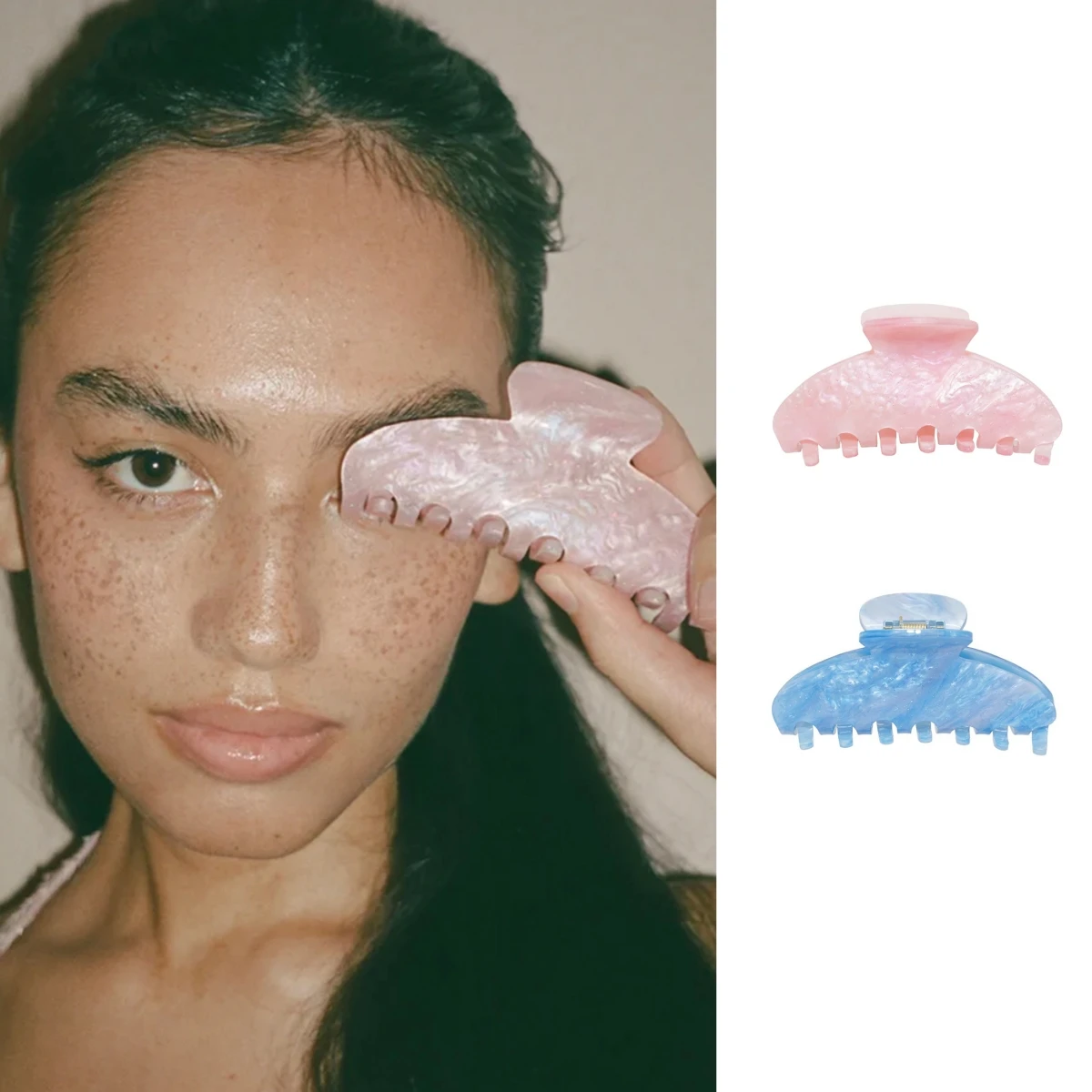 Shiny Acetate Pink Blue Hair Clip Claws for Women Girls Headwear Elegant Large Shark Crab Clip Female Hair Accessories Gifts
