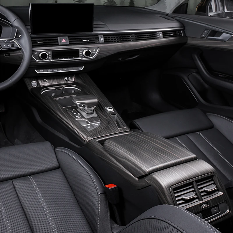 For Audi A4L A5 2017-2024 Wood Grain Carbon fiber Sticker ABS Interior Modification Decoration Center Console Gear Dashboard