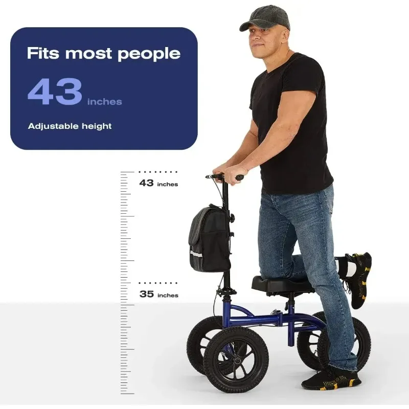 

Bariatric Knee Walker - Heavy Duty Knee Scooter with 12 inch Pneumatic for 500LB, Knee Scooters for Foot