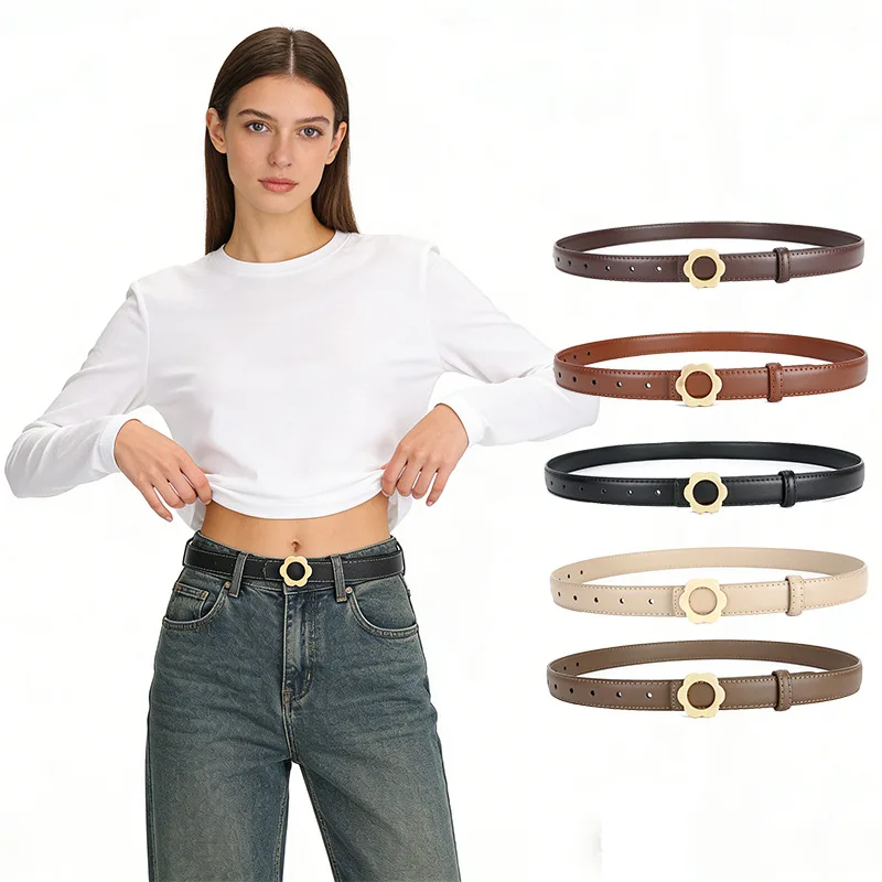 Fine style plum blossom buckle waistband, women's versatile skirt, small fragrant style jeans, waist cinching waistband, hair
