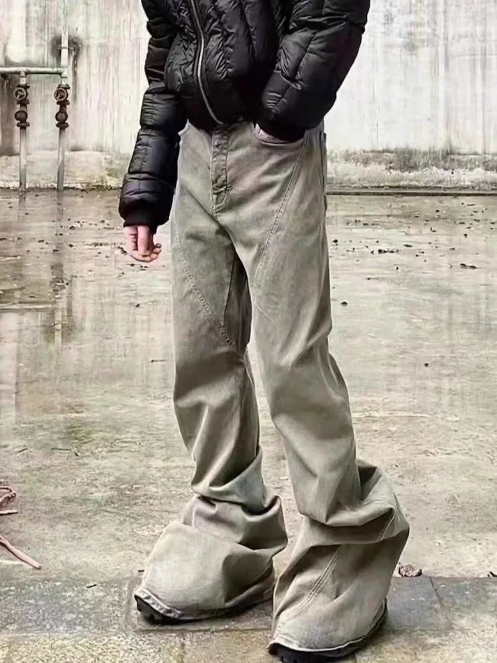 

Retro High Street Faded Wa Casual Wide Leg Pants Loose American Straight Leg Micro Flared Jeans Youth Trend Autumn Cotton