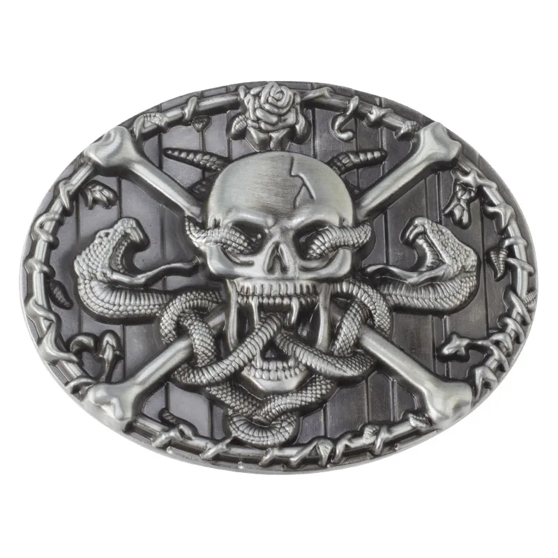 Cobra Skull Skeleton Belt Buckle  DIY Accessories Western Cowboy Style Smooth Belt Buckle Punk Rock Style K29