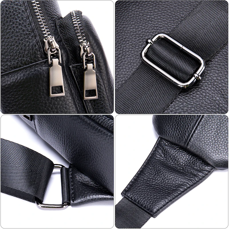 Genuine Leather Men's Chest Bag Anti Theft Crossbody Pack for Business Short Trip Gym Sports Motorbike Casual Party Office