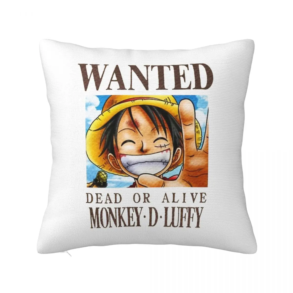 Luffy Wanted Pillowcase Polyester Cushion Cover Gift  Japan Anime Throw Pillow Case Cover Home Square 45X45cm