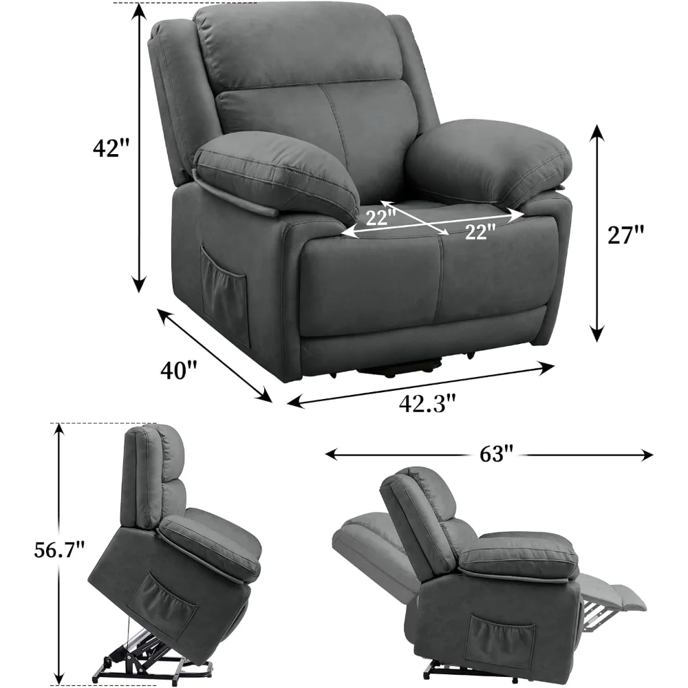 Power Lift Recliner Chair for Elderly Adults, Oversized Electric Reclining Lift Assist Sofa for Living Room & Bedroom