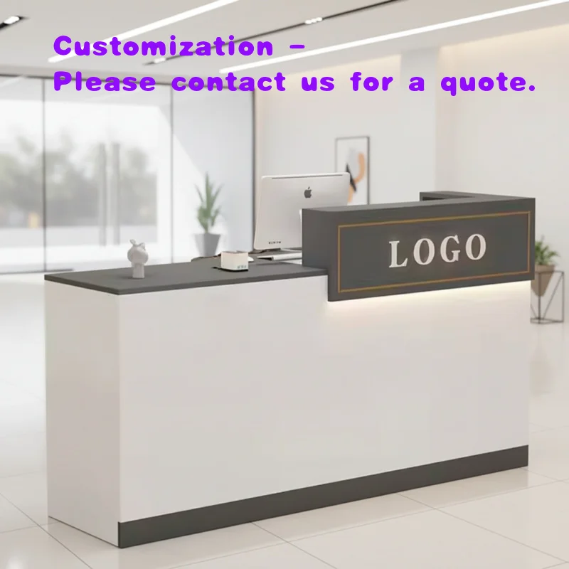 

custom.Modern White Reception Desk Table Custom Size Wooden Salon Design with Drawer Hotel Office Factory Price