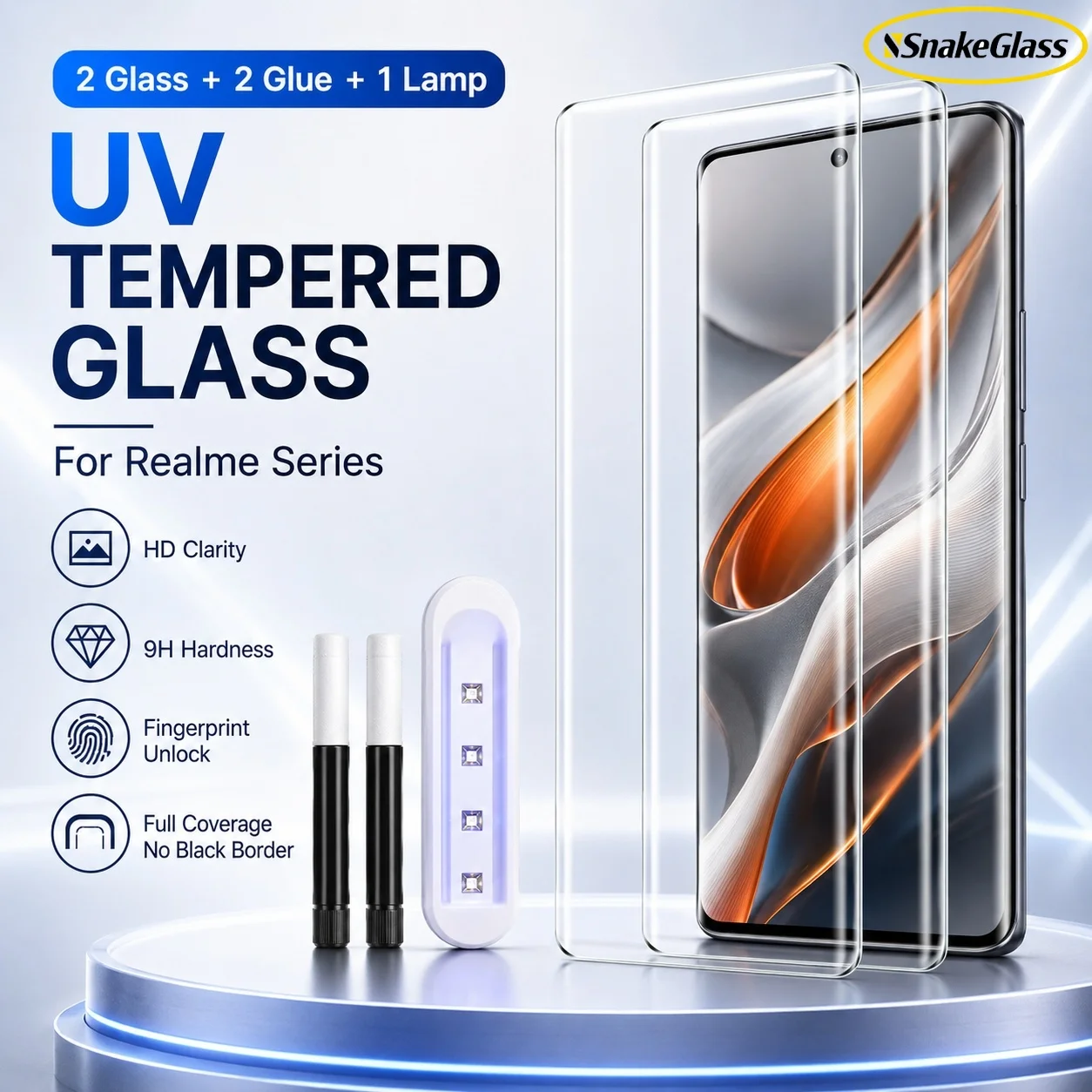 2PCS Full Glue UV Tempered Glass for Realme GT Neo6 GT7 Pro GT5Pro Screen Protector for Realme 10 11 12 13 14  Pro Plus Glass