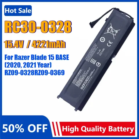 New RC30-0328 Laptop Battery for Razer Blade 15 BASE 2020 2021 Year RZ09-0328/0369 RZ09-0369 Replacement Bateria 15.4V 4221mAh