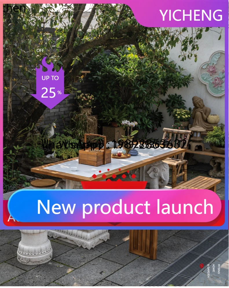 

X3 Garden Villa Outdoor Courtyard Tea Table and Chair Terrace Landscaping Solid Wood Tea Table home accessories