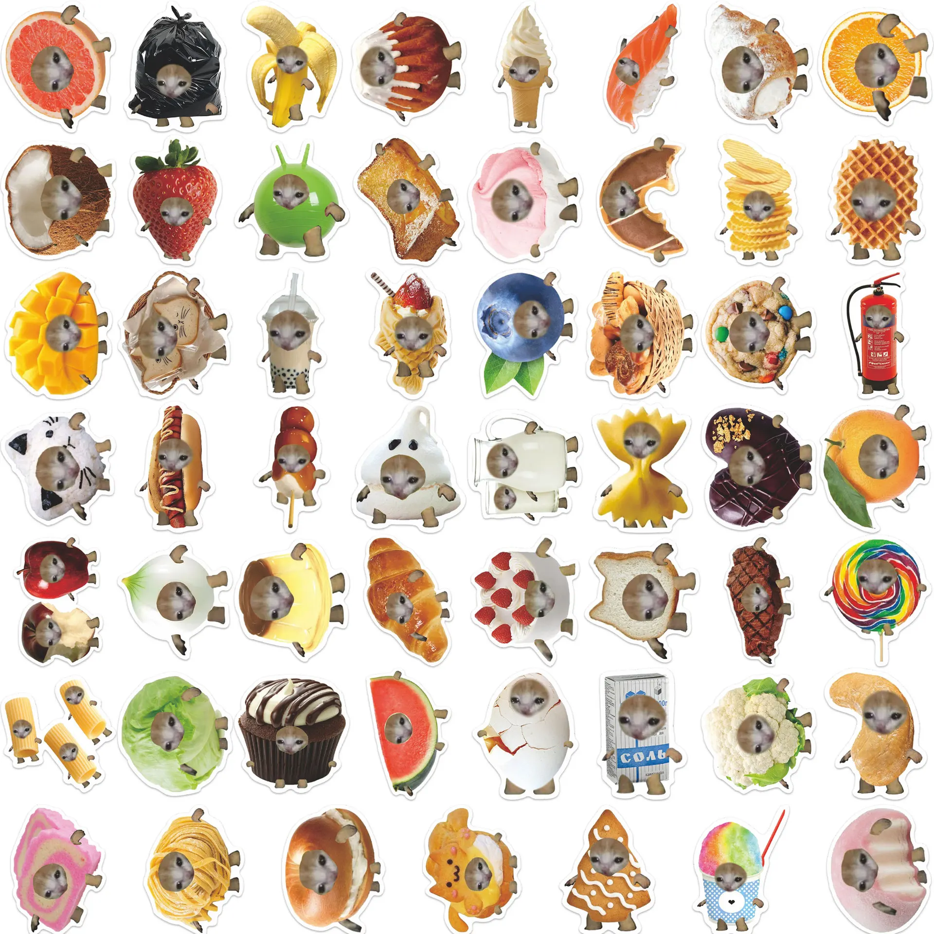 50 قطعة القطط مضحك ميمي الكرتون الكتابة على الجدران ملصقات DIY بها بنفسك الهاتف الغيتار المحمول دفتر حقيبة ملصق مضاد للمياه