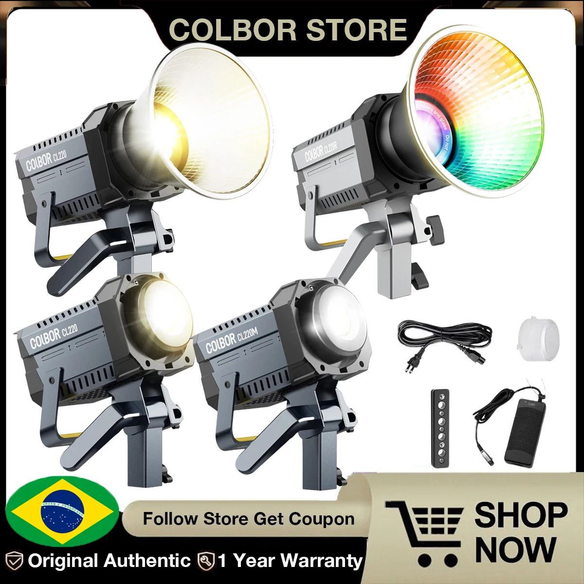 【Do Brasil】COLBOR CL220 CL220R CL220M 250W LED Video Light 2700-6500K CRI97+ COB Studio Light for Film Live Studio Photography