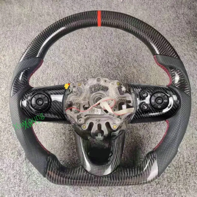 For BMW Mini JCW F54 F55 F56 F57 F60 (With Paddle Shifter Holes) 100% Real Carbon Fiber Car Steering Wheel