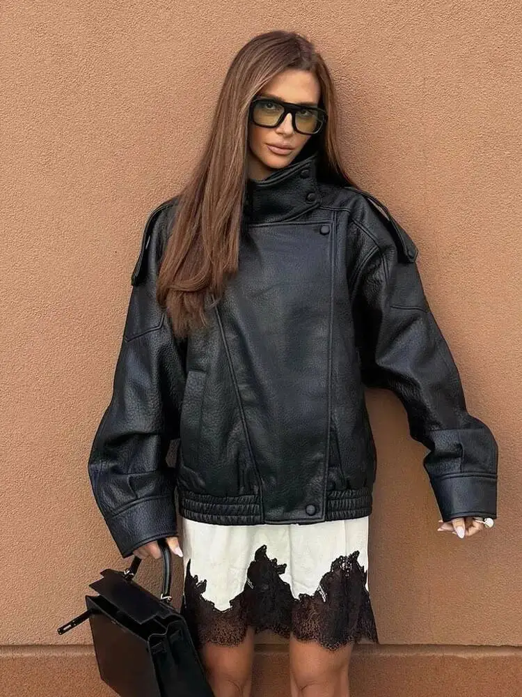 

Женские осенние однотонные асимметричные пуговицы с карманами и длинными рукавами на молнии, свободные куртки, женские уличные пальто