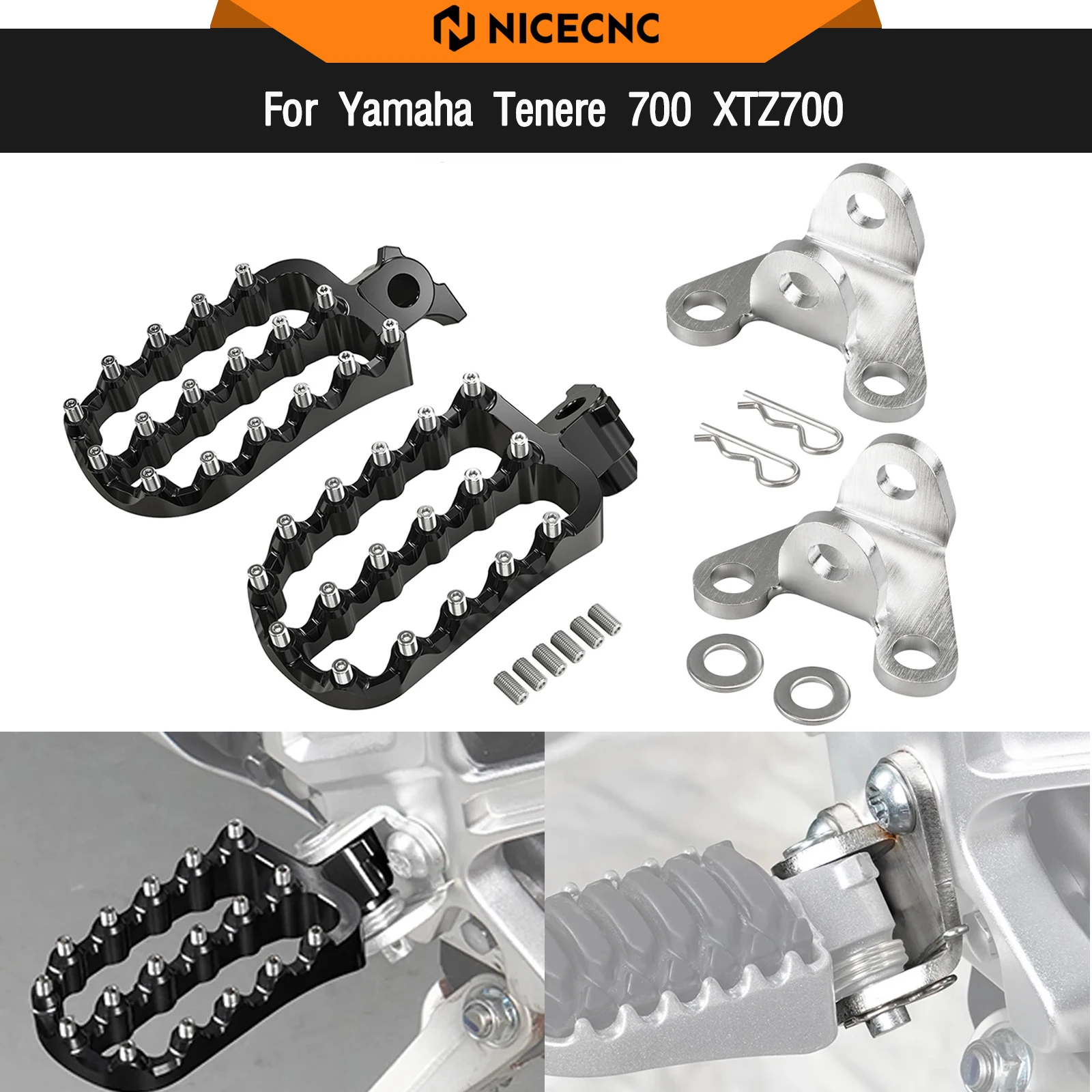 

For Yamaha Tenere700 T700 XTZ 700 2019-2024 Footpegs Footrests Lowered Bracket Tenere 700 TENERE700 Rally Edition 2020-2024
