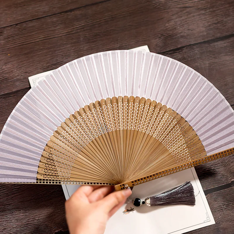 Gufeng Japanese Folding Bamboo Hand Fan Mahjong Bone Portable Women\'s Chinese Qipao Dance Folding Hanfu Folding Wedding Fans