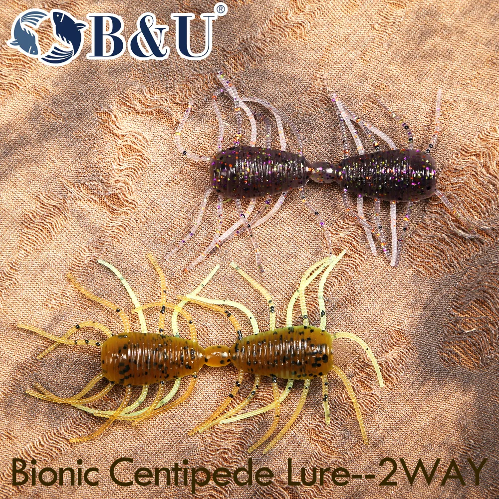 B&U 2WAY Soft Plastic Fishing Lure,Glitter Grub Bait with Lifelike Tentacles, Saltwater Freshwater Lure for Bass