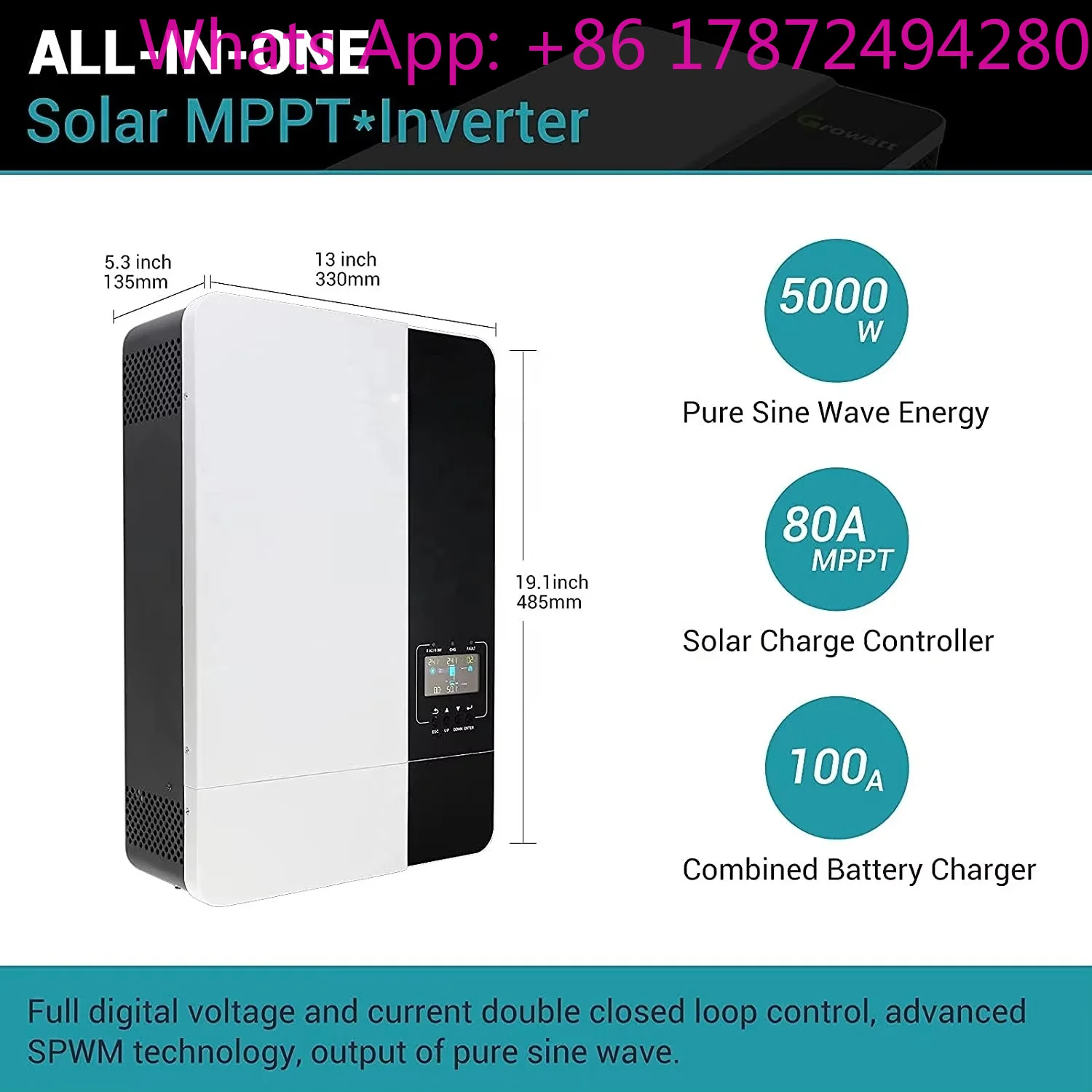 Growatt 5kW-10kW Hybrid Solar Inverter, Off-Grid Complete Solar System for Home, In Stock