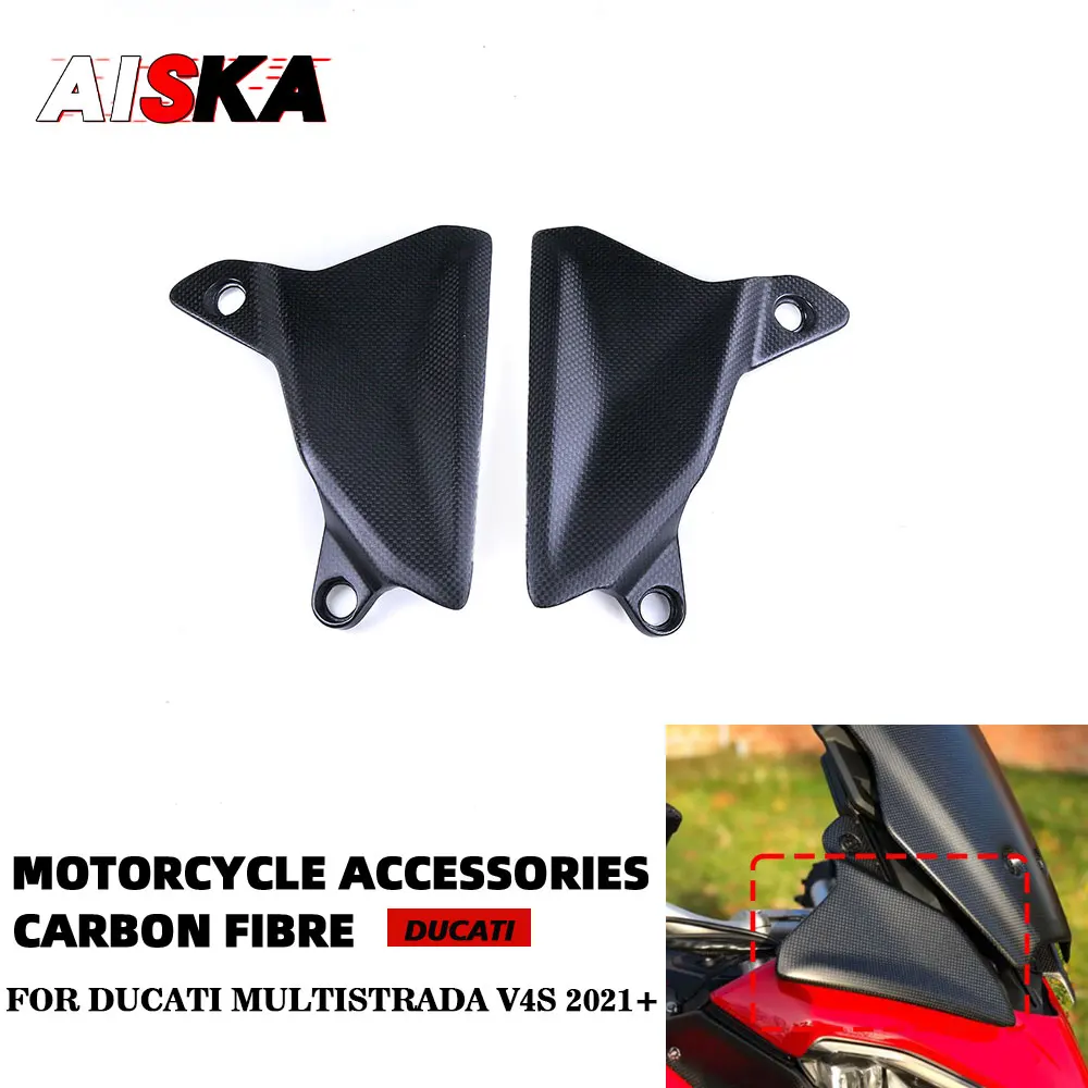 

Motorcycle Windshield Front Wind Deflector Fairing Full Carbon Fiber Headstock Side Panels For DUCATI Multistrada V4S 2021 2022