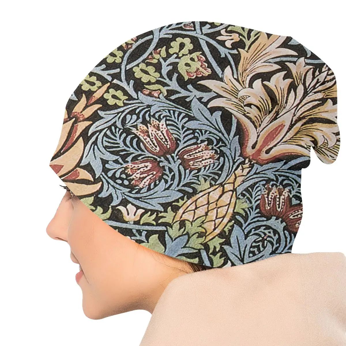 Custom Bonnet Winter Warm Knitting Hat William Morris-Wallpaper By William Morris Skullies Beanies Adult Beanie Hats Ski Cap