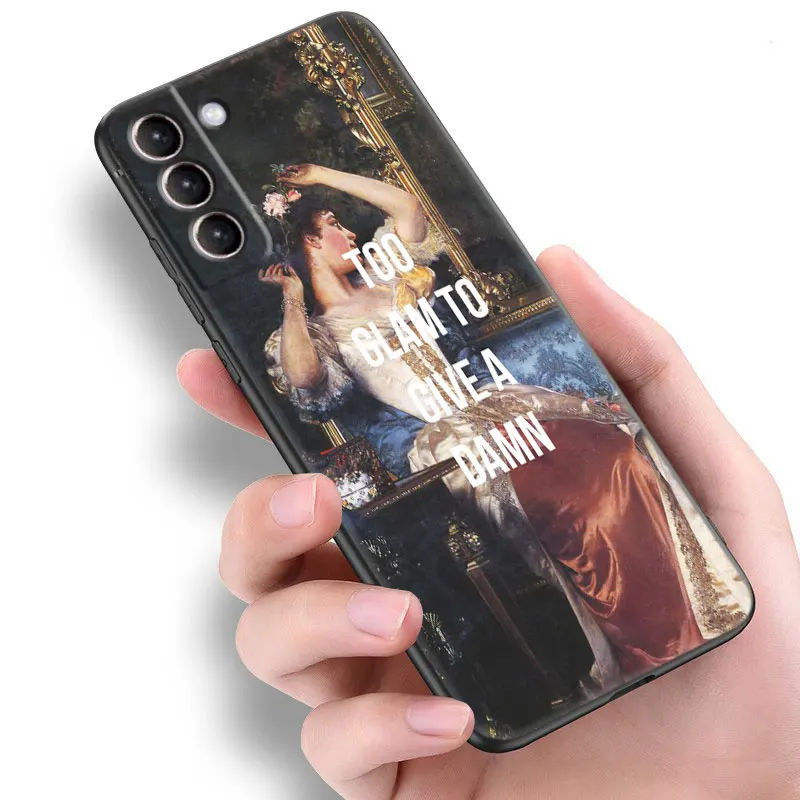 The Birth Of Venus Black Phone Case For Samsung Galaxy S23 Ultra S22 S21 Plus S20 FE A13 A14 A23 A24 A25 A33 A34 A52S A53 A54 5G