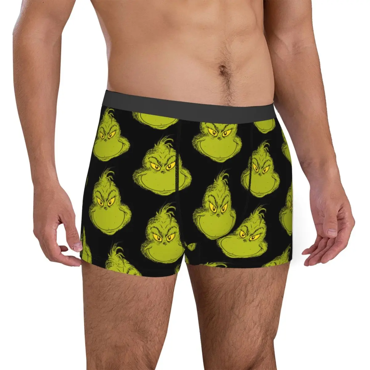 الفكاهة الملاكم عيد الميلاد-S-الأخضر-S-مخبط السراويل سراويل الرجال الملابس الداخلية منتصف الخصر السروال للذكور حجم كبير #3