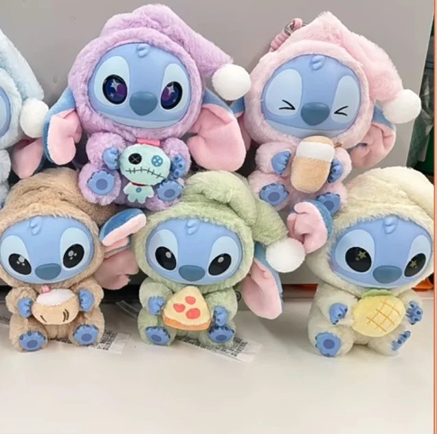 MINISO Disney Lilo & Stitch Eat Something Before Sleep Blind Box Plush Doll Cute Pajamas Stitch Kids Toy Bag Pendant Gift